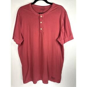 Men’s Abercrombie & Fitch Red Henley 3 Button T Shirt Preppy Size XL